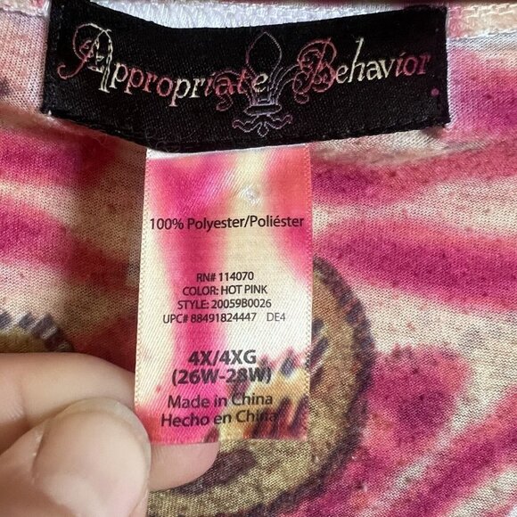 Appropriate Behavior Short Sleeve Hot Pink Floral Print T-Shirt Women's 4X - Picture 4 of 5